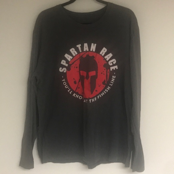 Spartan Other - Spartan Race Participants Long Sleeve Tee Shirt Gray and Red XL